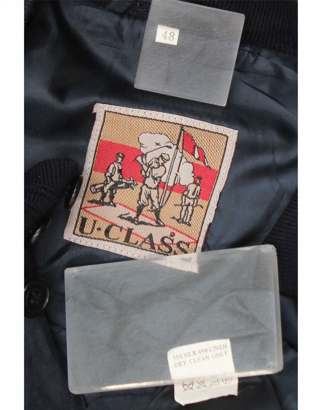 Vintage Ανδρικό Bomber Jacket IT 48 Medium Navy Blue Silk