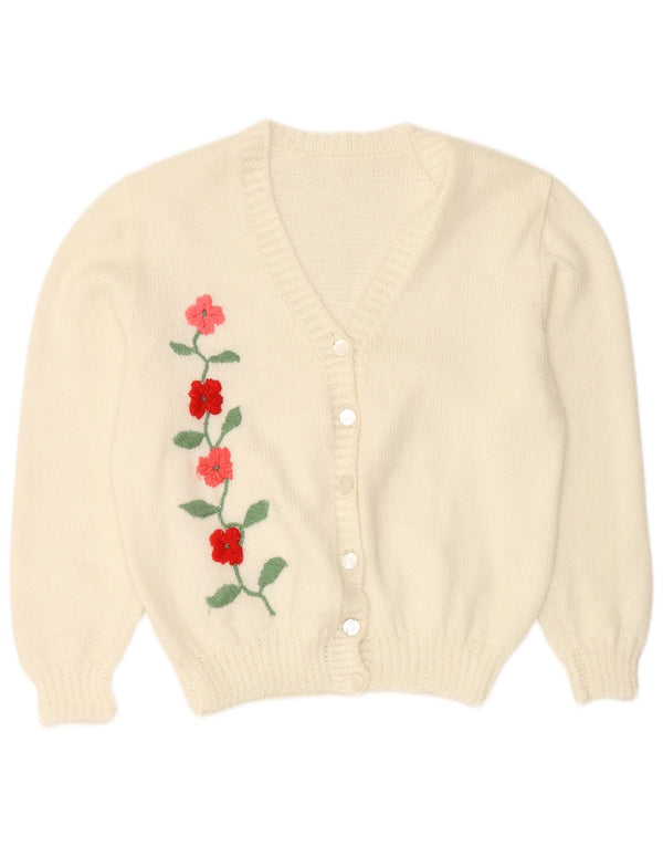 Γυναικείο πουλόβερ με ζακέτα VINTAGE UK 16 Large Off White Floral