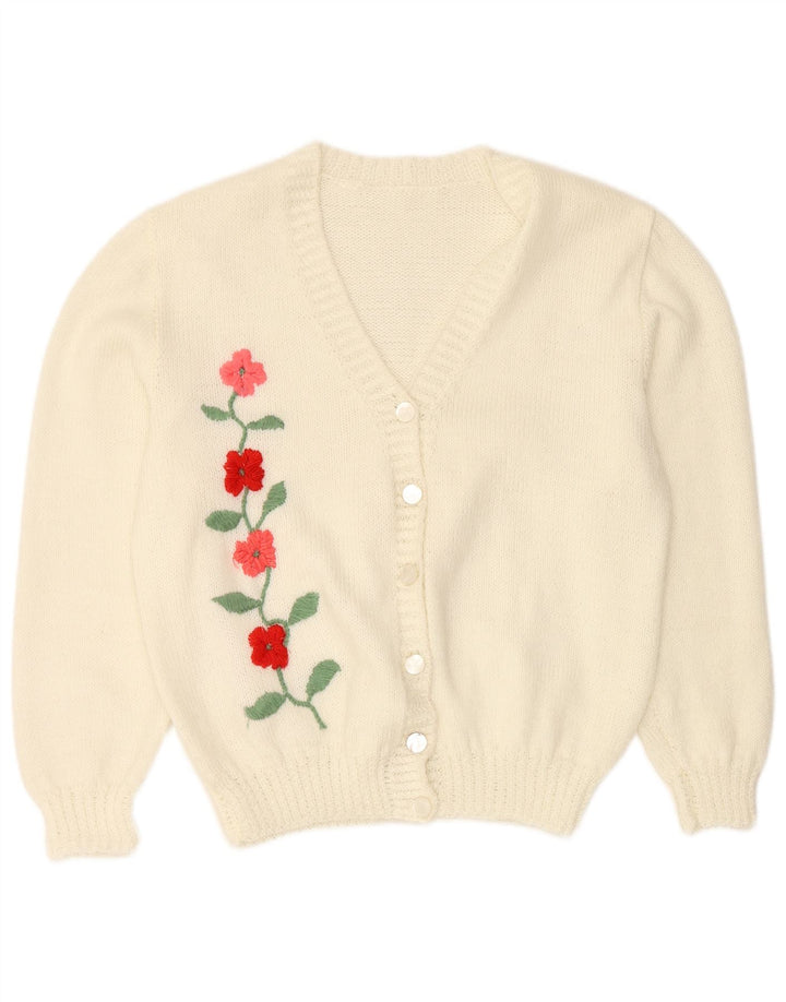 Γυναικείο πουλόβερ με ζακέτα VINTAGE UK 16 Large Off White Floral