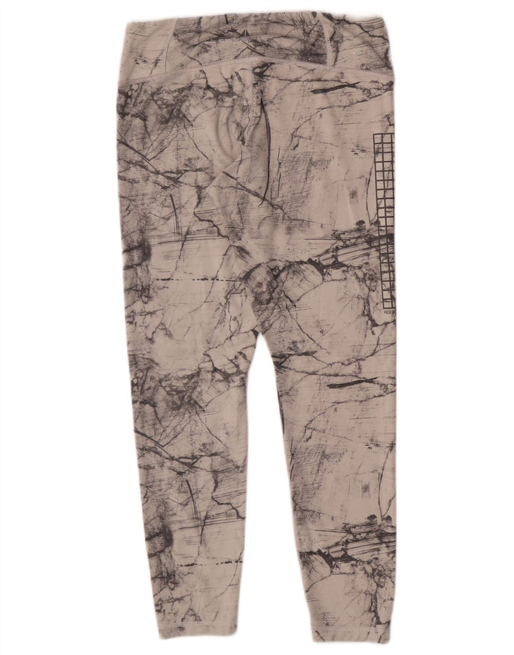 Reebok Womens Crop Abstract Pattern κολάν UK 12/14 Medium Grey