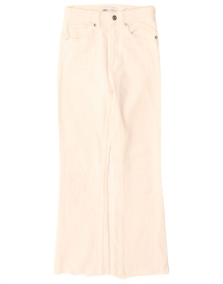 Zara γυναικεία ταλαιπωρημένα τζιν μποτάκια EU 34 2XS W24 L26 Off White