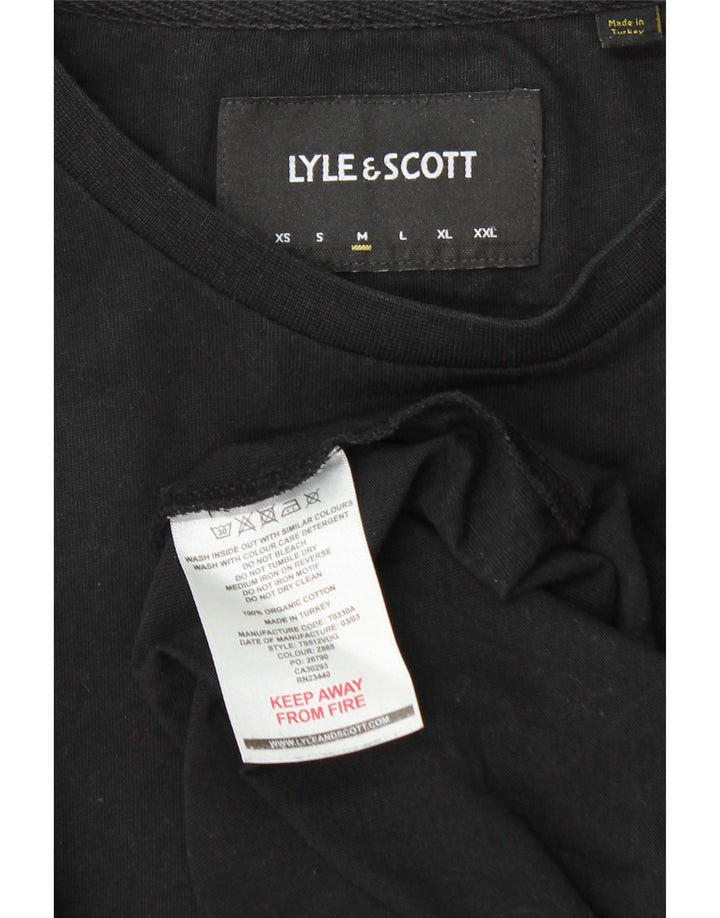 Ανδρικό μπλουζάκι Lyle & Scott με μακρυμάνικο μεσαίο μαύρο βαμβακερό