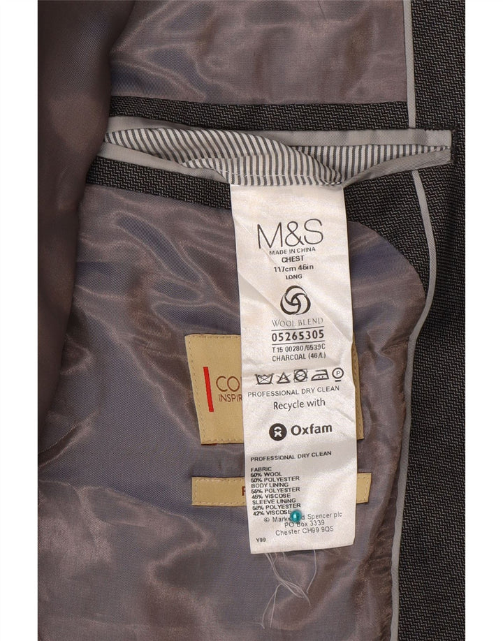 Marks & Spencer Ανδρικό σακάκι σακάκι με 2 κουμπιά UK 46 XL Γκρι μαλλί