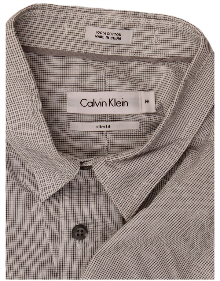 Ανδρικό πουκάμισο Calvin Klein Slim Fit, μεσαίο γκρι βαμβακερό Gingham