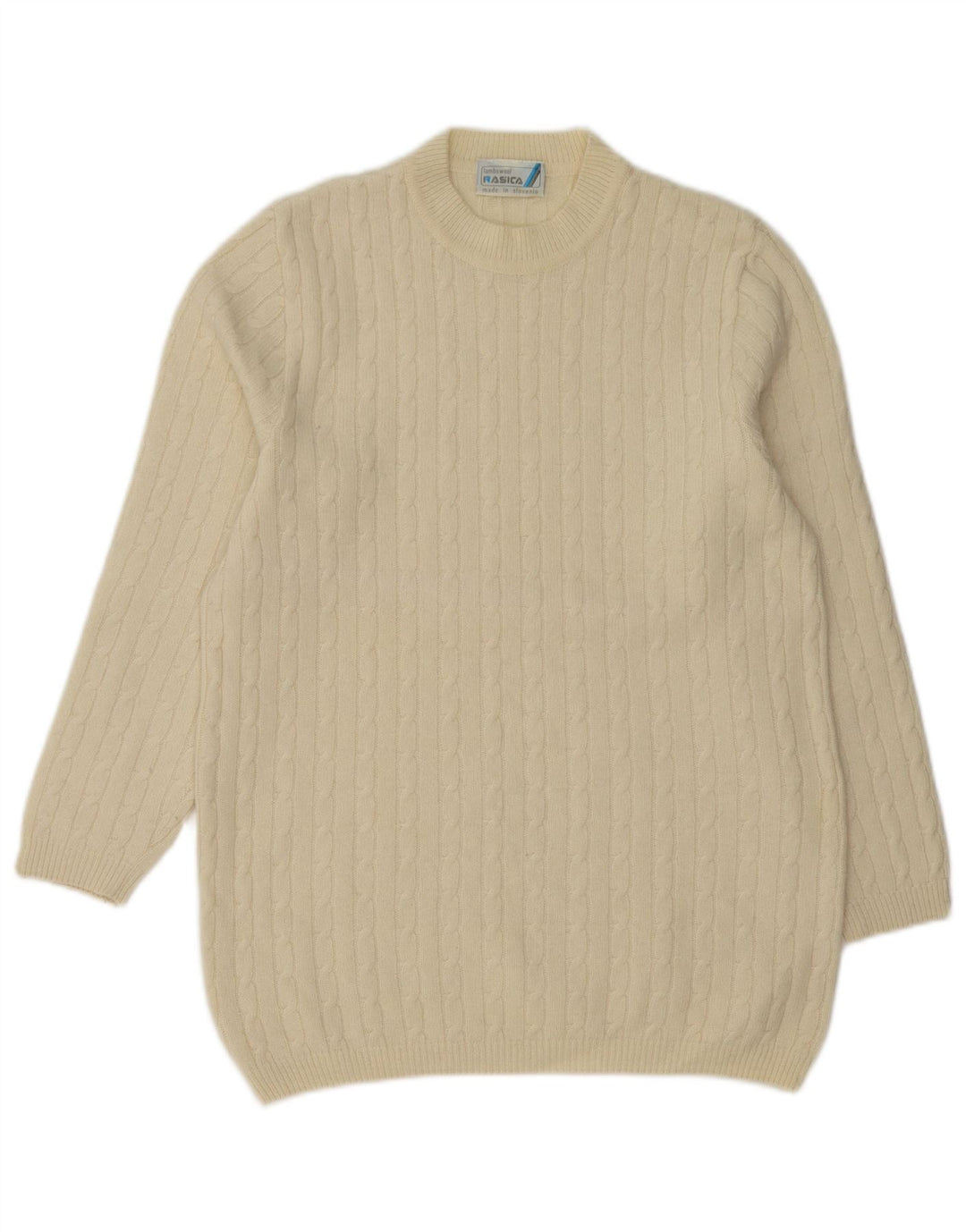 Rasica γυναικείο πουλόβερ με λαιμόκοψη EU 38 Medium Off White Lambswool