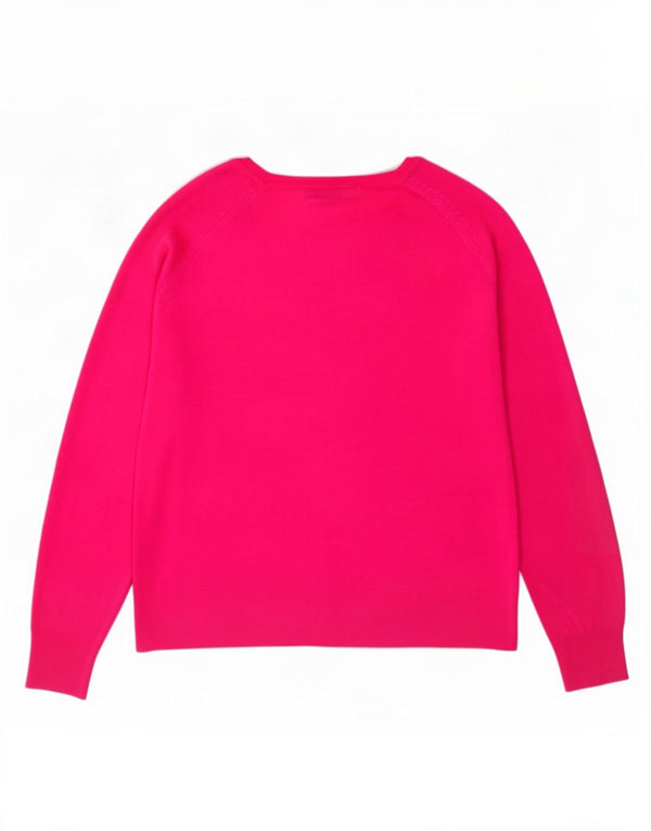 Zara Γυναικείο πουλόβερ με λαιμόκαυμα UK 14 Medium Pink Viscose