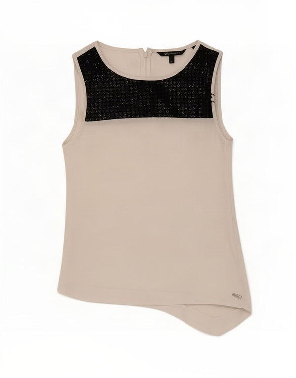 Armani Exchange Γυναικεία Αμάνικη Μπλούζα Top UK 6 XS White Colourblock