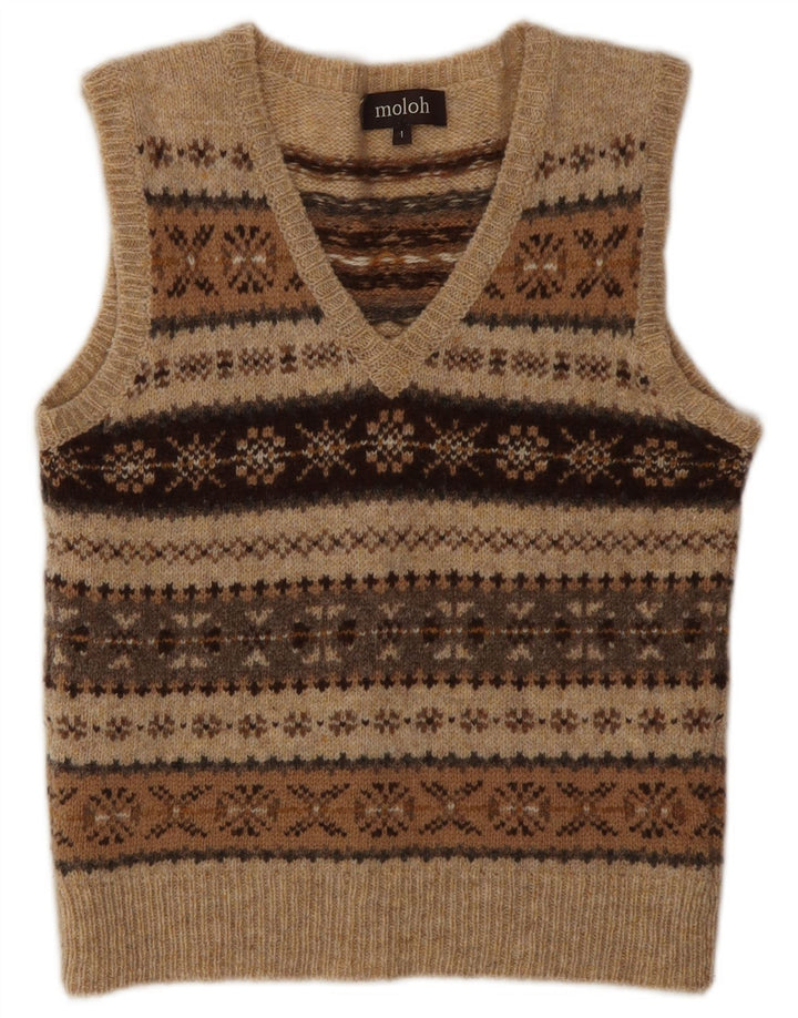MOLOH Γυναικείο γιλέκο Tank Top Size 1 Small Brown Fair Isle Wool Classic