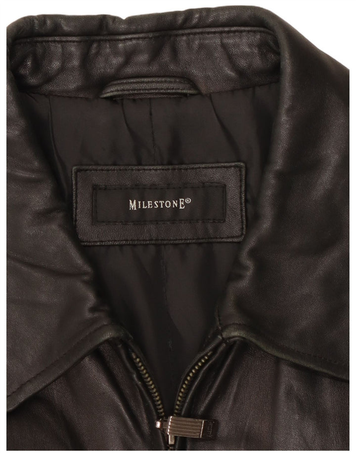 Milestone Ανδρικό Δερμάτινο Μπουφάν EU 56 3XL Μαύρο Δερμάτινο