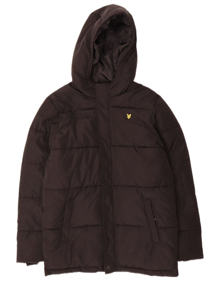 Μπουφάν Lyle & Scott Boys με κουκούλα με επένδυση 12-13 ετών μαύρο πολυεστέρα