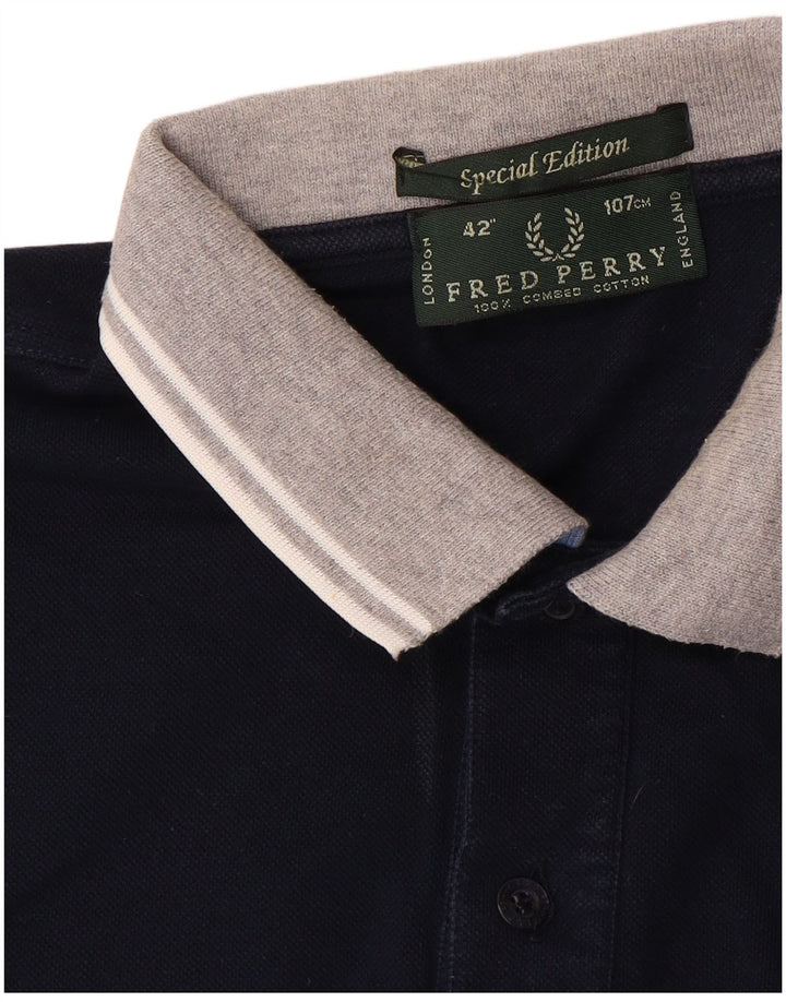 Fred Perry Ανδρικό πουκάμισο πόλο, μεσαίο μπλε ναυτικό, βαμβακερό