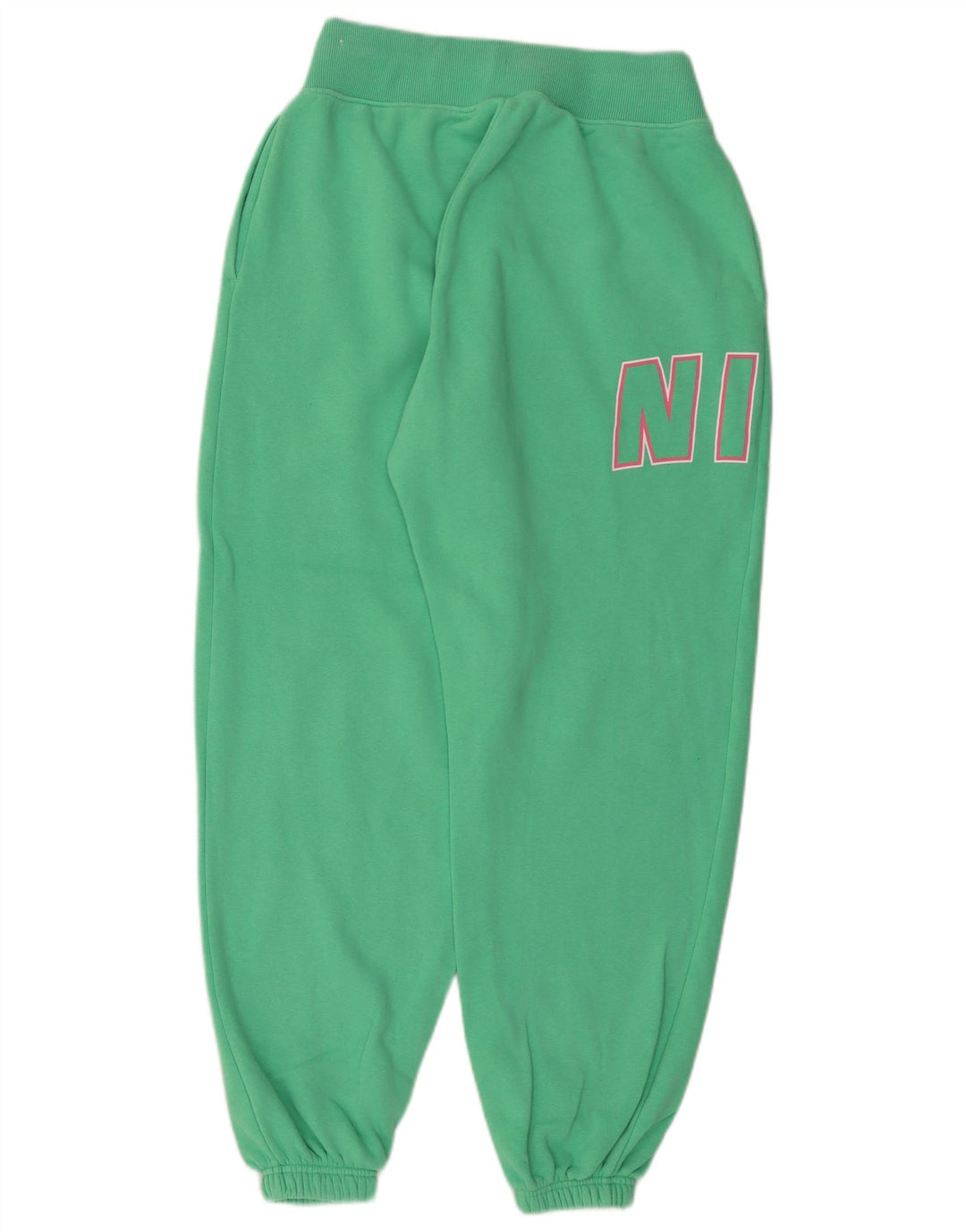 Γυναικεία αθλητική φόρμα NIKE γραφικά παντελόνια Joggers UK 10 Small Green Cotton