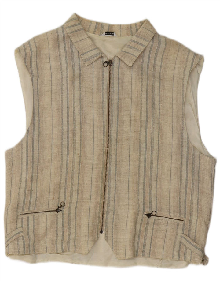 Vintage Ανδρικό Gilet Medium Beige Ριγέ