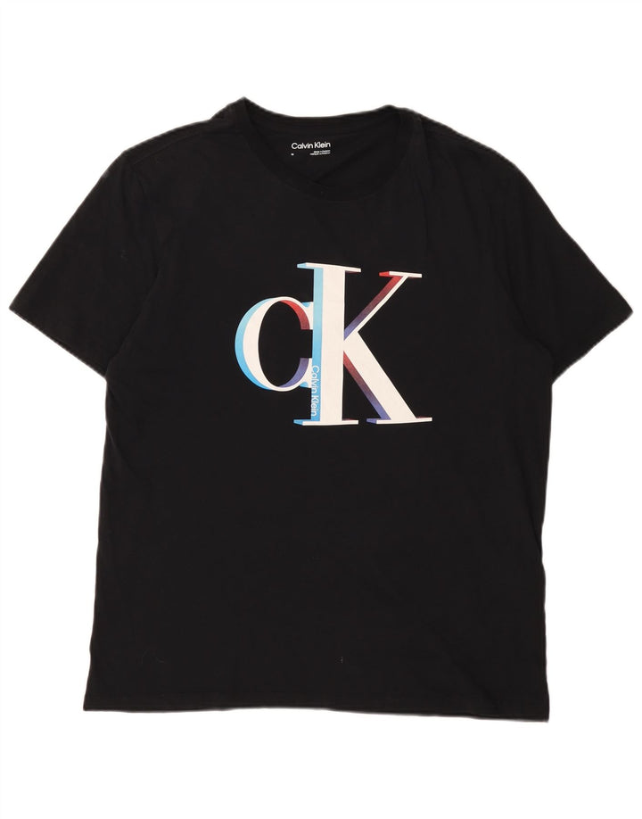 Ανδρικό γραφικό μπλουζάκι Calvin Klein Τοπ μεσαίο μαύρο βαμβακερό