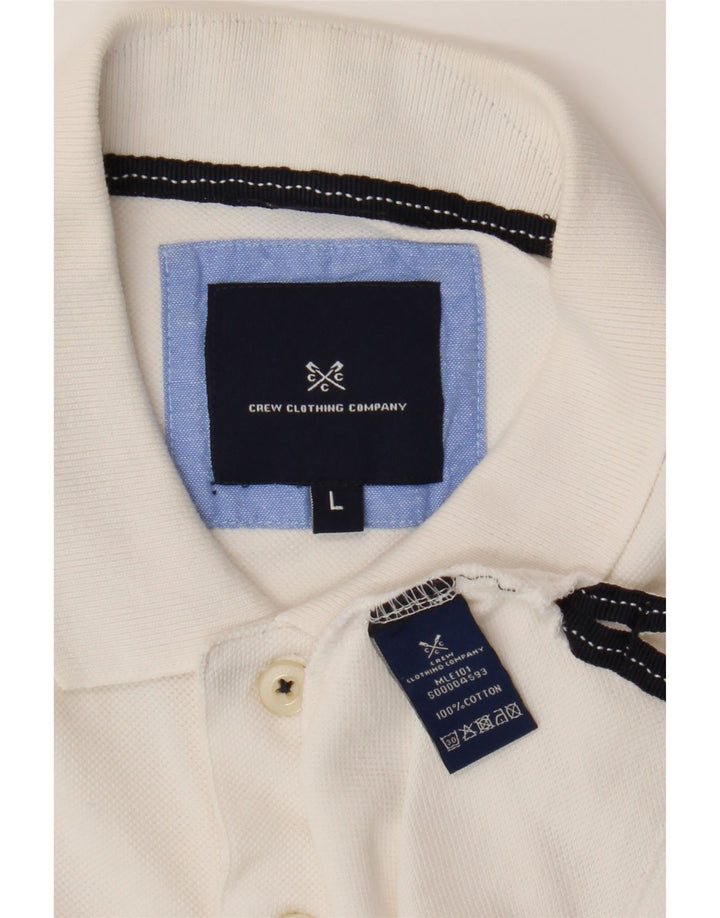 CREW CLOTHING Ανδρικό πουκάμισο polo μεγάλο λευκό βαμβακερό