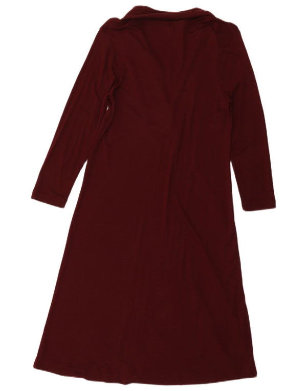 Massimo Dutti Γυναικείο φόρεμα 3/4 με μανίκια A-Line UK 10 Small Burgundy