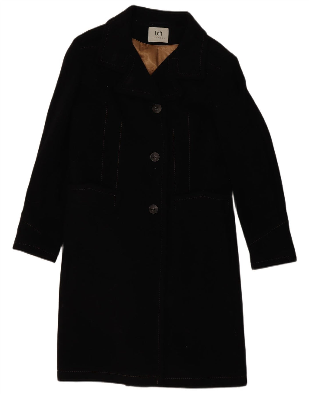 LOFT Womens Overcoat EU 38 Medium Black Wool