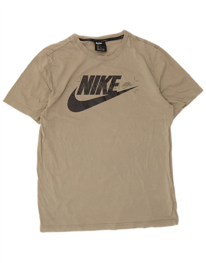 Ανδρικό γραφικό μπλουζάκι Nike, μεσαίο βαμβακερό χακί