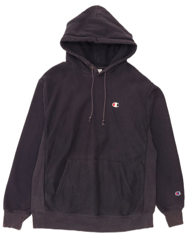 Champion Mens Hoodie Jumper Large Navy Blue Cotton