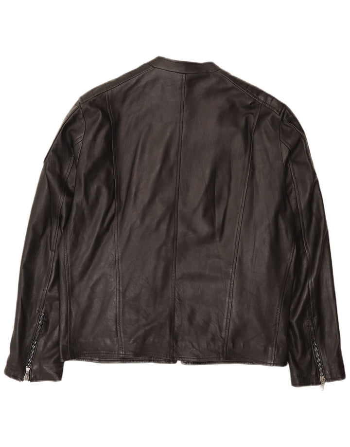 Bayside Ανδρικό Δερμάτινο Μπουφάν Racer UK 42 XL Μαύρο Δερμάτινο