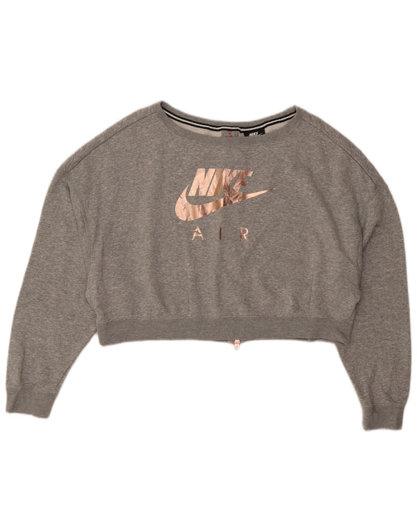 Γυναικεία μπλούζα μεγάλου μεγέθους Nike Crop Graphic Jumper UK 16 Large Grey