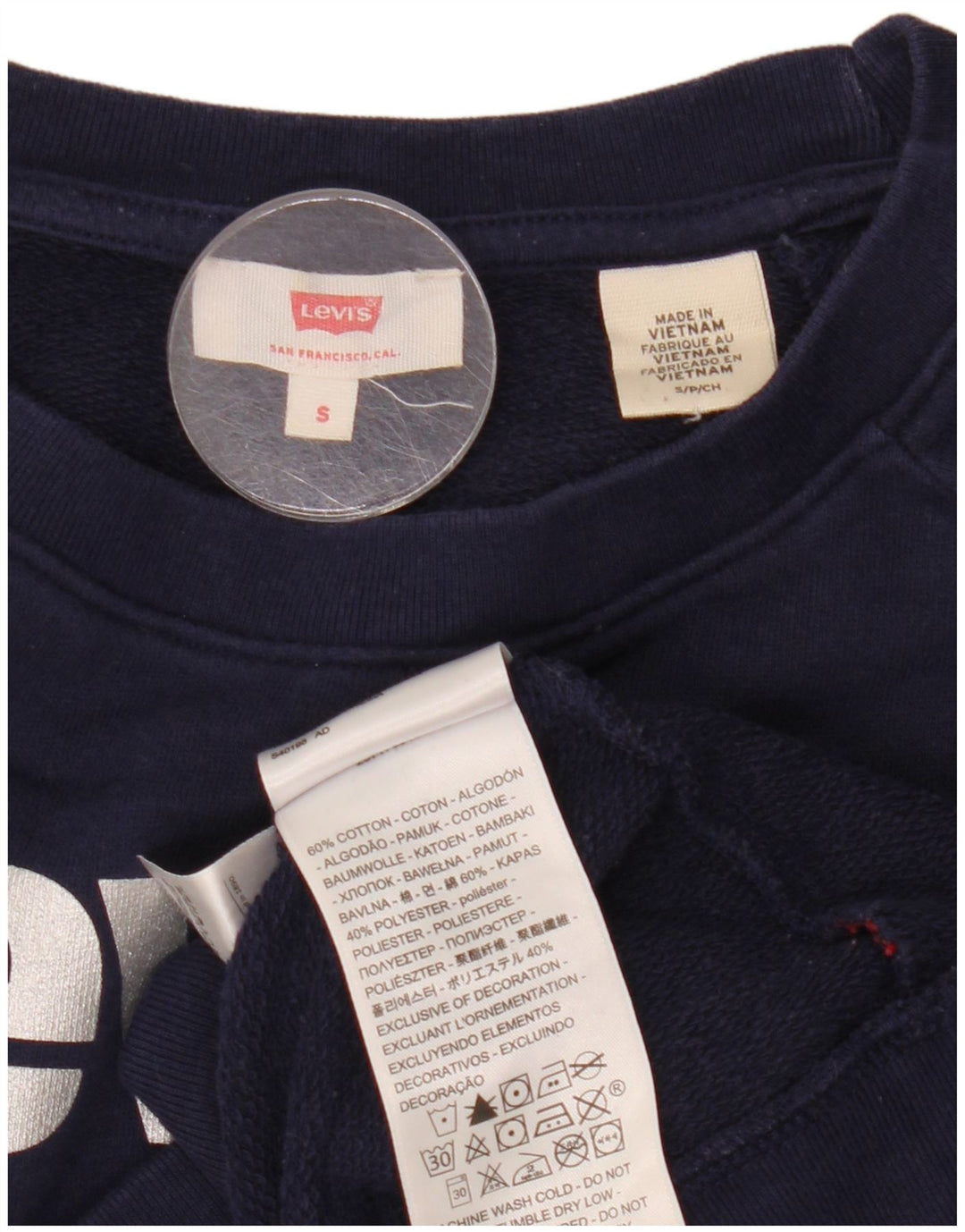Γυναικείο γραφικό υπερμεγέθη φούτερ Levi's Jumper UK 10 Small Navy Blue