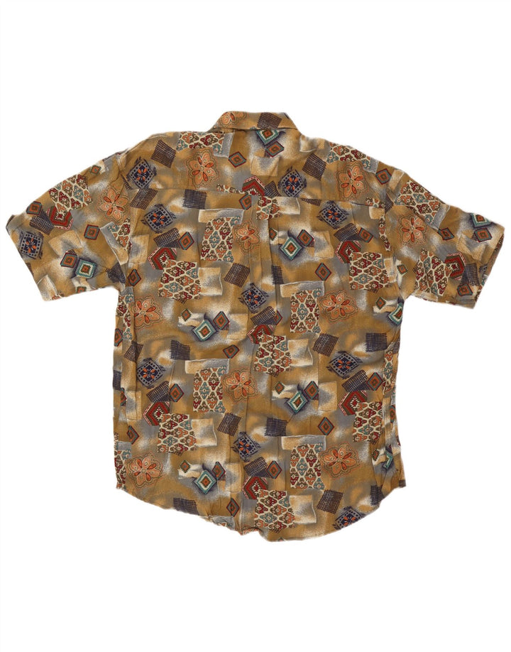 Vintage Ανδρικό κοντομάνικο πουκάμισο 2XL Khaki Patchwork Viscose