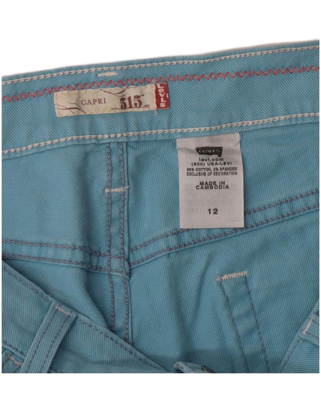 Levi's Womens 515 Capri Jeans US 12 Large W34 Blue Cotton Classic