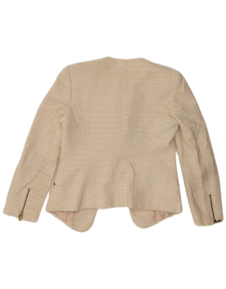 Zara Γυναικείο Open Blazer Jacket UK 10 Small Off White Πολυακρυλικό