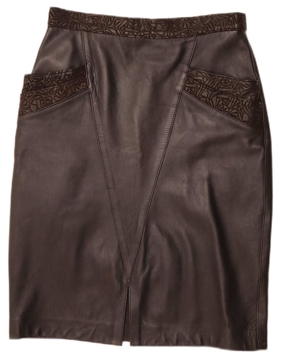 Γυναικεία Δερμάτινη Φούστα VINTAGE W30 Μεσαία Μαύρη Γεωμετρική Δέρμα