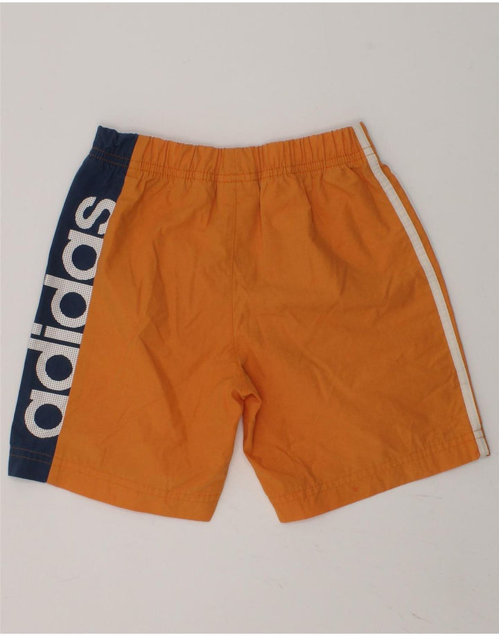ADIDAS Boys Graphic Sport Shorts 2-3 Years Orange Colourblock Polyester | Vintage Adidas | Thrift | Second-Hand Adidas | Used Clothing | Messina Hembry 