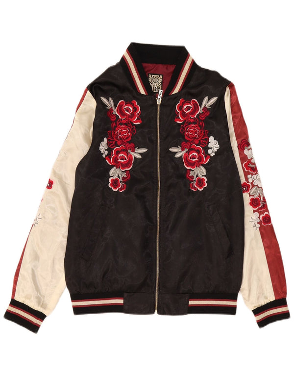 Γυναικείο Biba Graphic Bomber Jacket UK 8 Small Black Floral Polyester