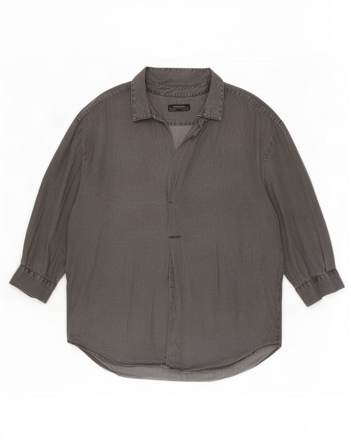 Zara Γυναικείο πουλόβερ με μανίκια 3/4 UK 16 Large Grey Lyocell