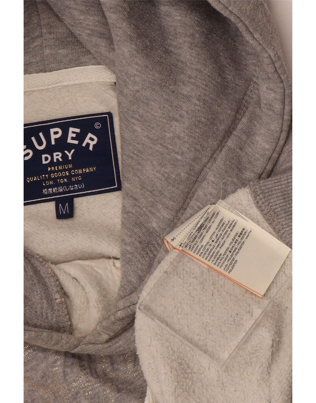 Γυναικείο γραφικό κουκούλα SUPERDRY UK 14 Βαμβακερό μεσαίο γκρι