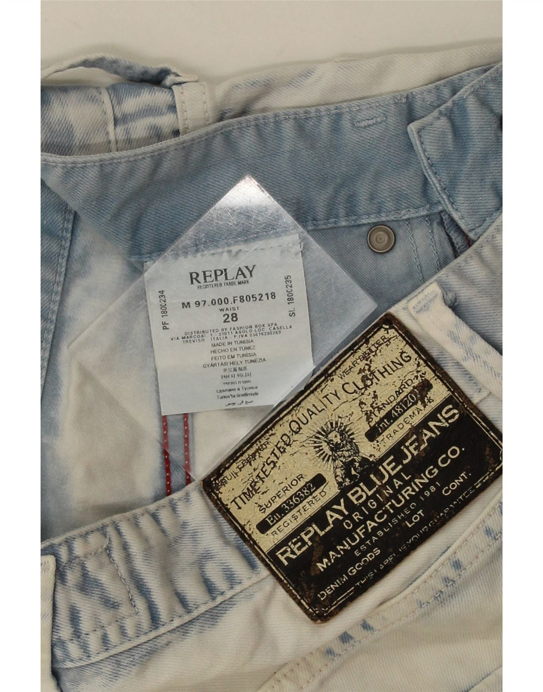 Replay Ανδρικό Acid Wash Τζιν βερμούδα W28 Βαμβακερό μεσαίο μπλε