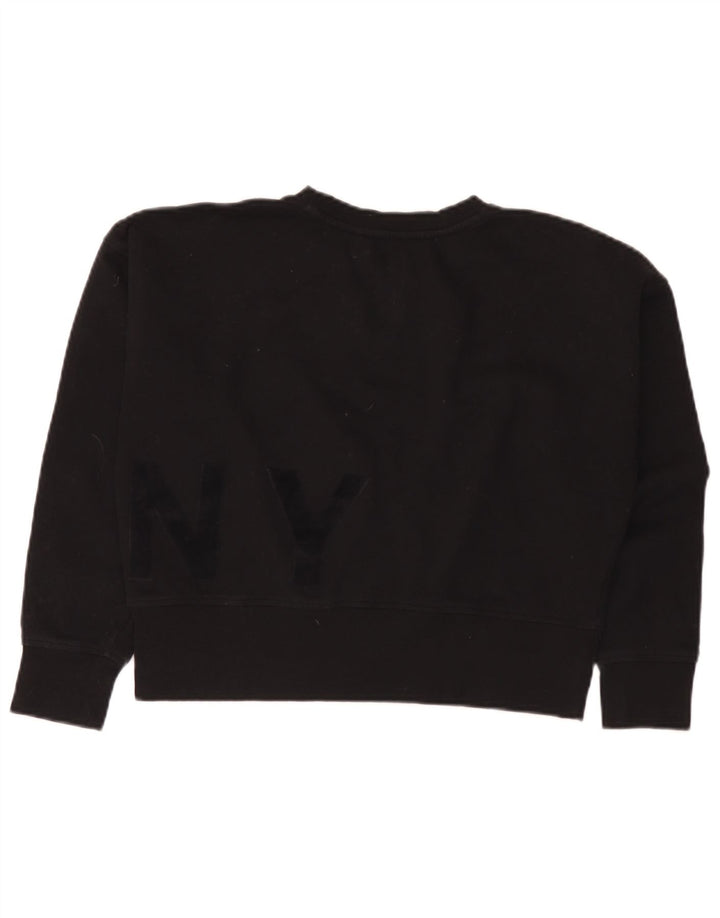 Dkny Γυναικεία υπερμεγέθη Crop γραφική φούτερ Jumper UK 10 Small Black