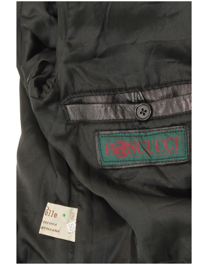 PASCUCCI Ανδρικό Δερμάτινο Παλτό IT 50 Large Black Leather