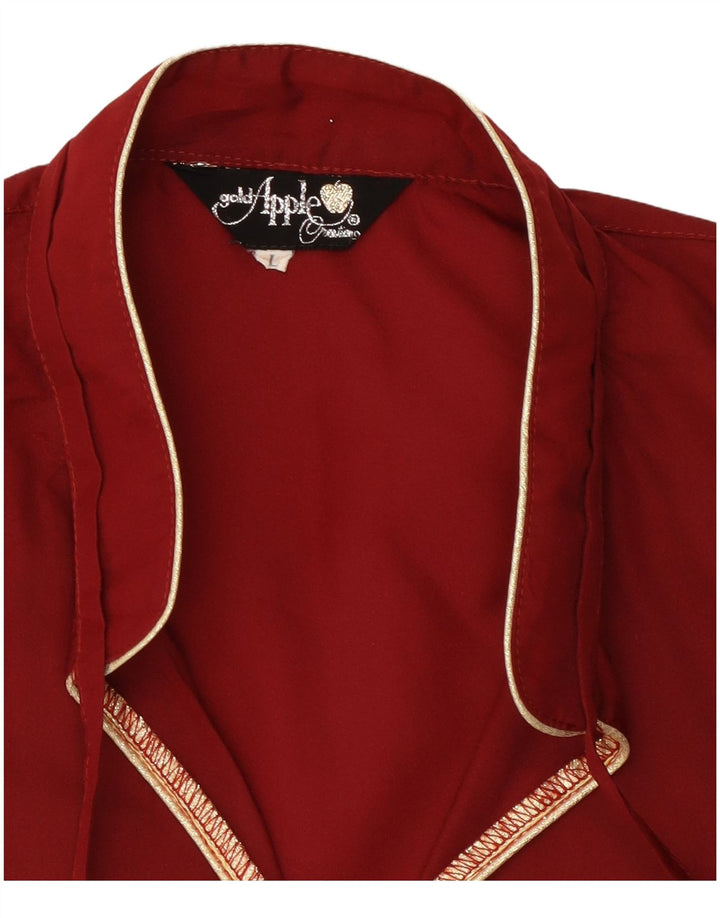 Vintage γυναικεία μακρυμάνικη μπλούζα τοπ UK 16 Large μπορντό πολυεστέρας