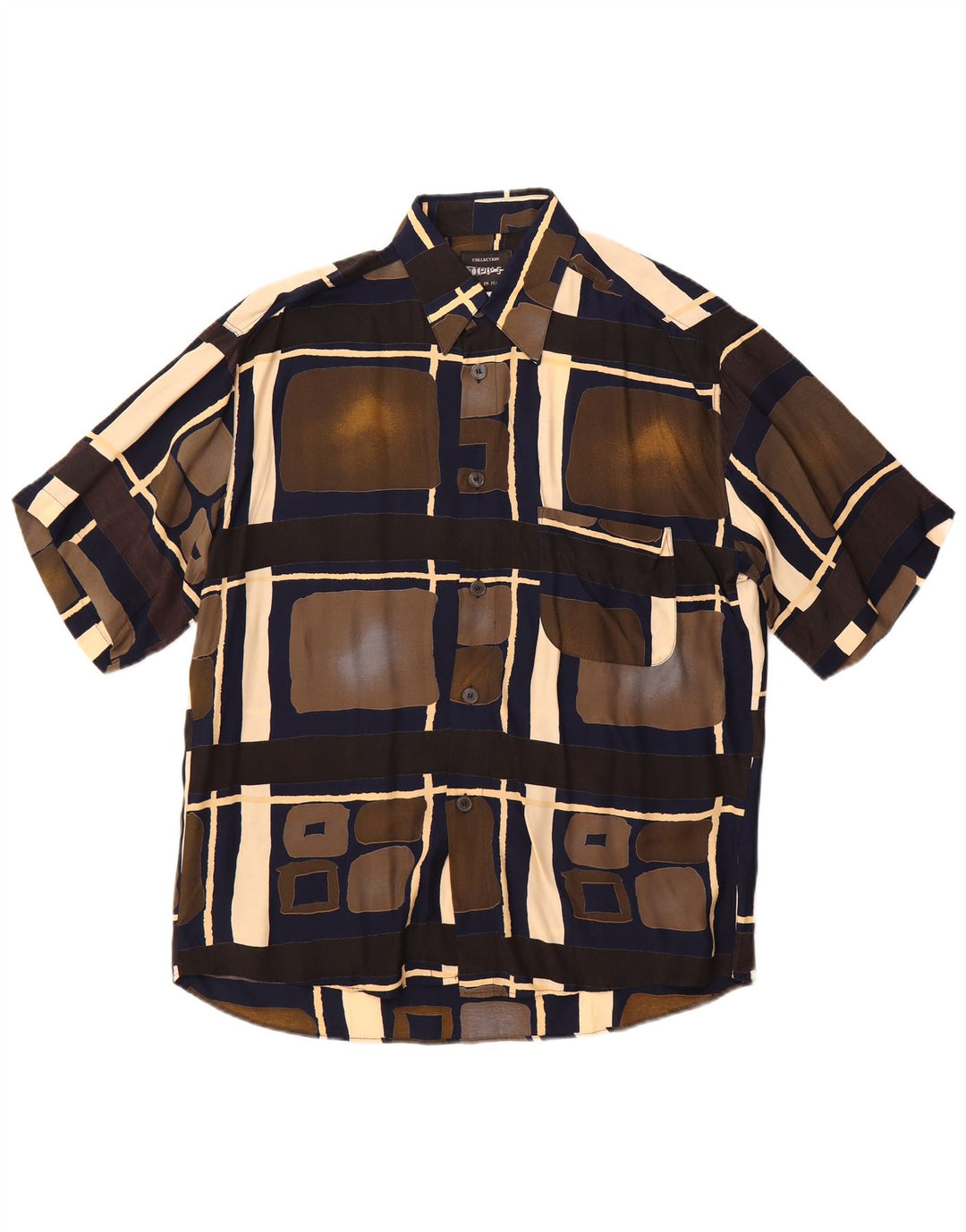 Ανδρικό κοντομάνικο πουκάμισο Tipo' S Μεσαίο πολύχρωμο γεωμετρικό βισκόζη