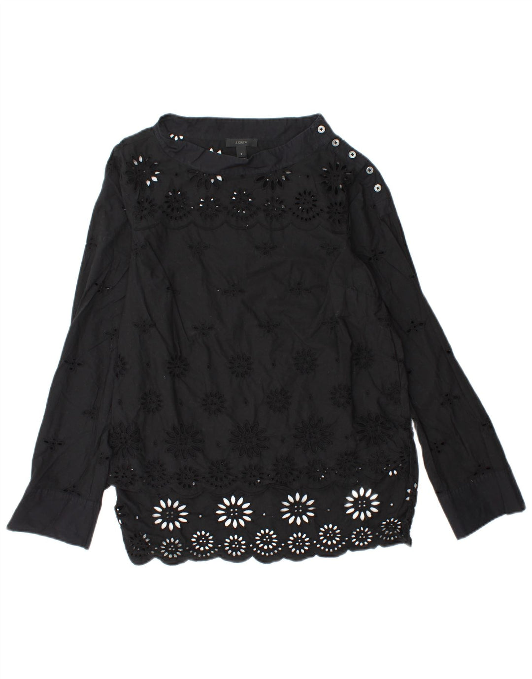 Γυναικεία μακρυμάνικη μπλούζα J. CREW Μπλούζα US 2 XS Μαύρο φλοράλ βαμβακερό