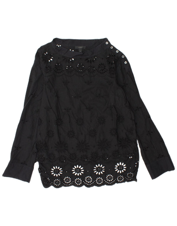 Γυναικεία μακρυμάνικη μπλούζα J. CREW Μπλούζα US 2 XS Μαύρο φλοράλ βαμβακερό