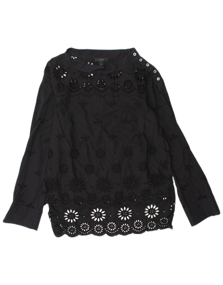 Γυναικεία μακρυμάνικη μπλούζα J. CREW Μπλούζα US 2 XS Μαύρο φλοράλ βαμβακερό