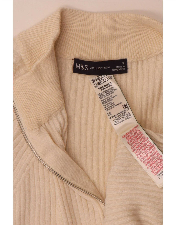 Marks & Spencer Γυναικείο πουλόβερ μεγάλου μεγέθους με φερμουάρ UK 10 Small Beige