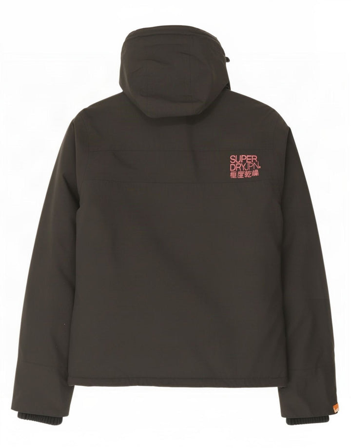 Superdry γυναικείο μπουφάν με κουκούλα αντιανεμικό UK 14 Medium Grey Nylon