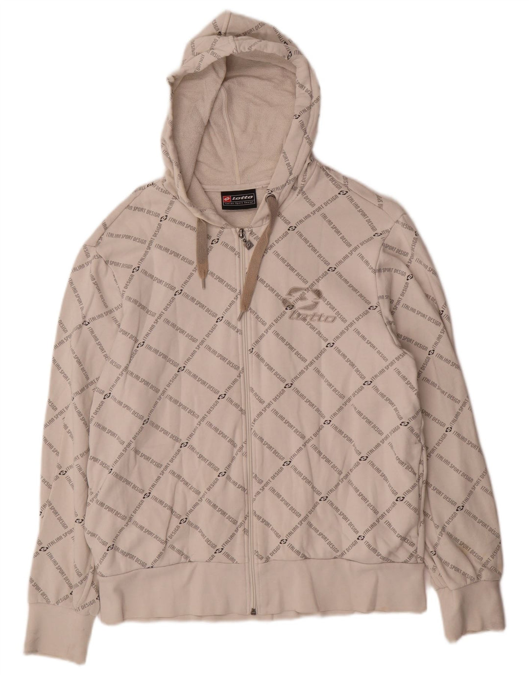 Ανδρικό πουλόβερ με κουκούλα με φερμουάρ LOTTO, μεσαίο λευκό βαμβακερό