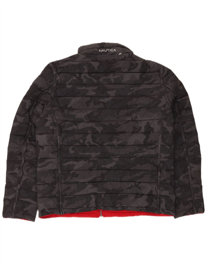 NAUTICA Ανδρικό αναστρέψιμο μπουφάν με επένδυση UK 40 μεγάλο μαύρο καμουφλάζ