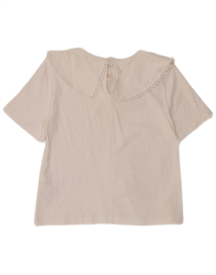 Zara Γυναικεία Μπλούζα Τοπ UK 14 Μεγάλη Λευκή Βαμβακερή