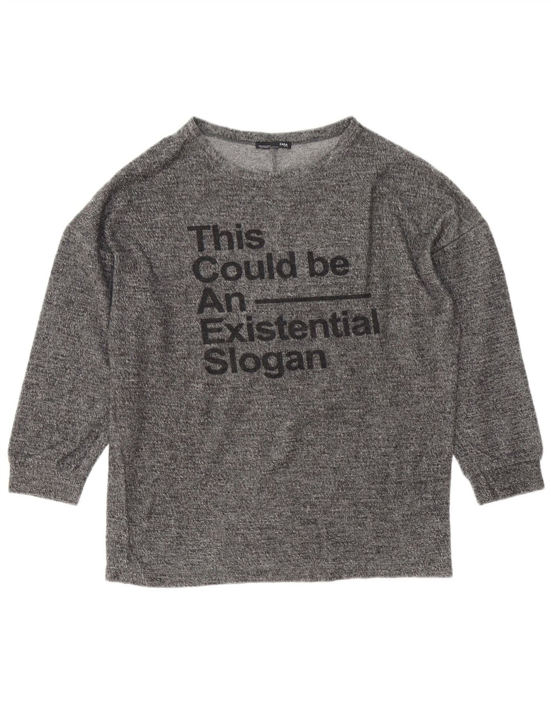 Zara γυναικεία υπερμεγέθη γραφικά μακρυμάνικο UK 8 Small Grey Flecked