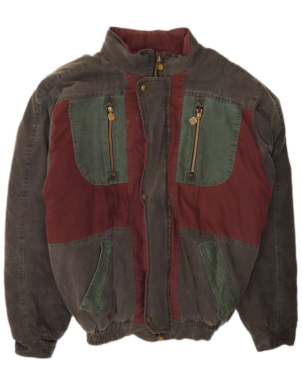 Whisper Mens Bomber Padded Jacket UK 40 Large Green Colourblock