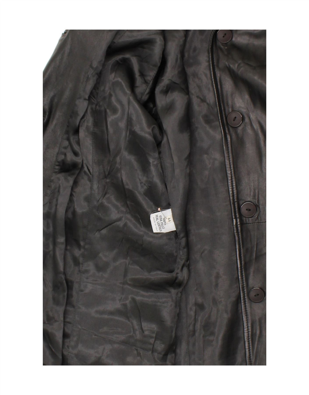 VINTAGE Womens Leather Coat IT 44 Medium Black Leather Vintage Vintage and Second-Hand Vintage from Messina Hembry 